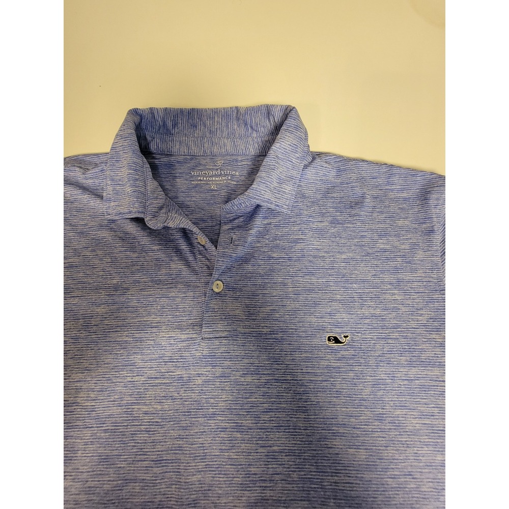 Vineyard Vines Performance Polo Shirt Mens XL Blue Space Dye Heathered Golf Top